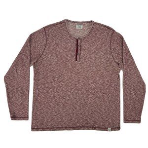 Lucky Brand Shirt‎ Mens XL Red Heather Long Sleeve Henley